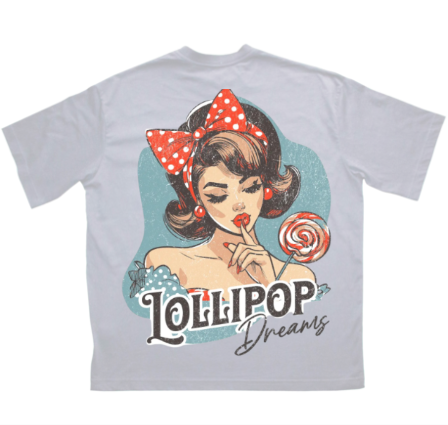 Женска Овърсайз тениска, дизайн на гръб "Lollipop Dreams"