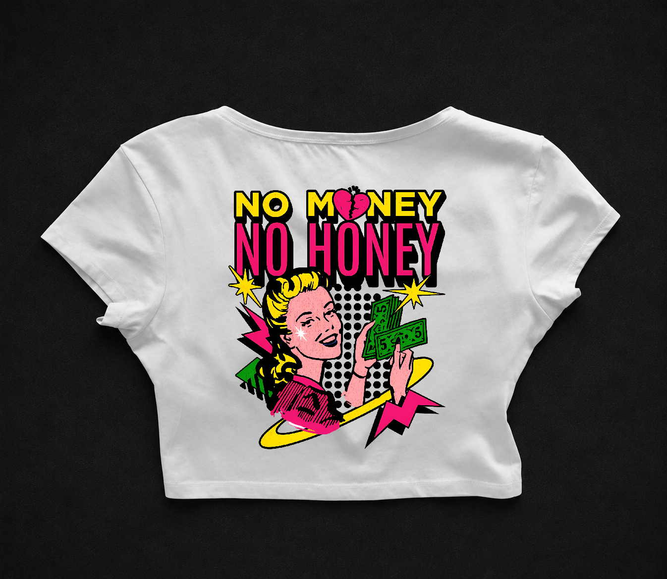 Женска Кроп Топ Тениска "No Money-No Honey"