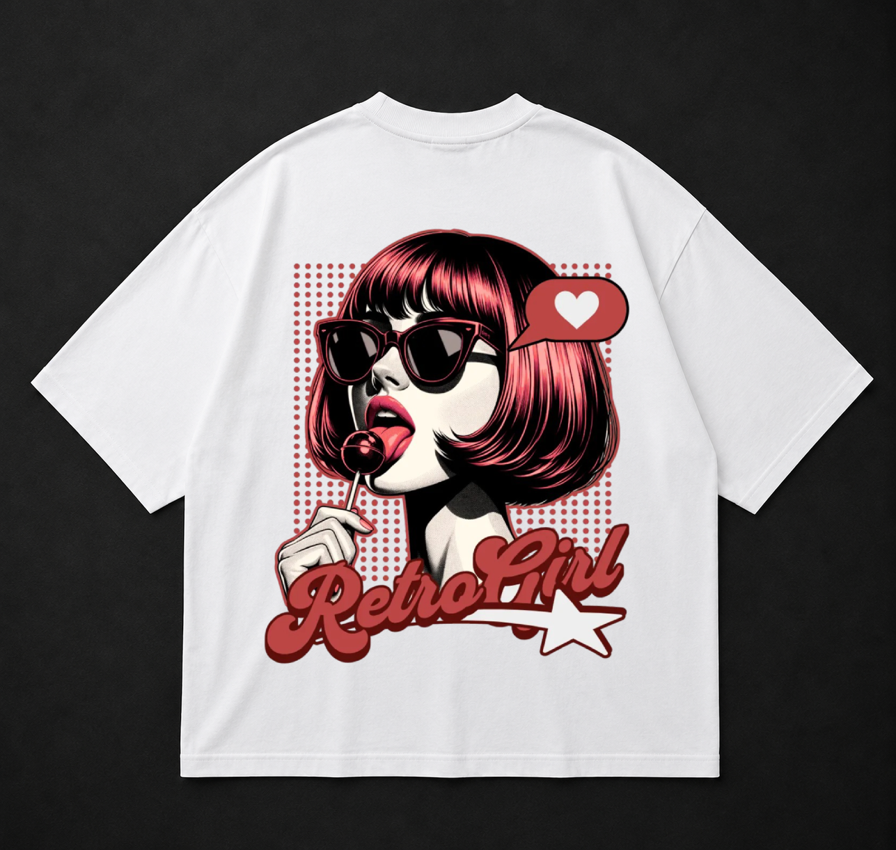 Овърсайз тениска, дизайн на гърба "Retro Girl"