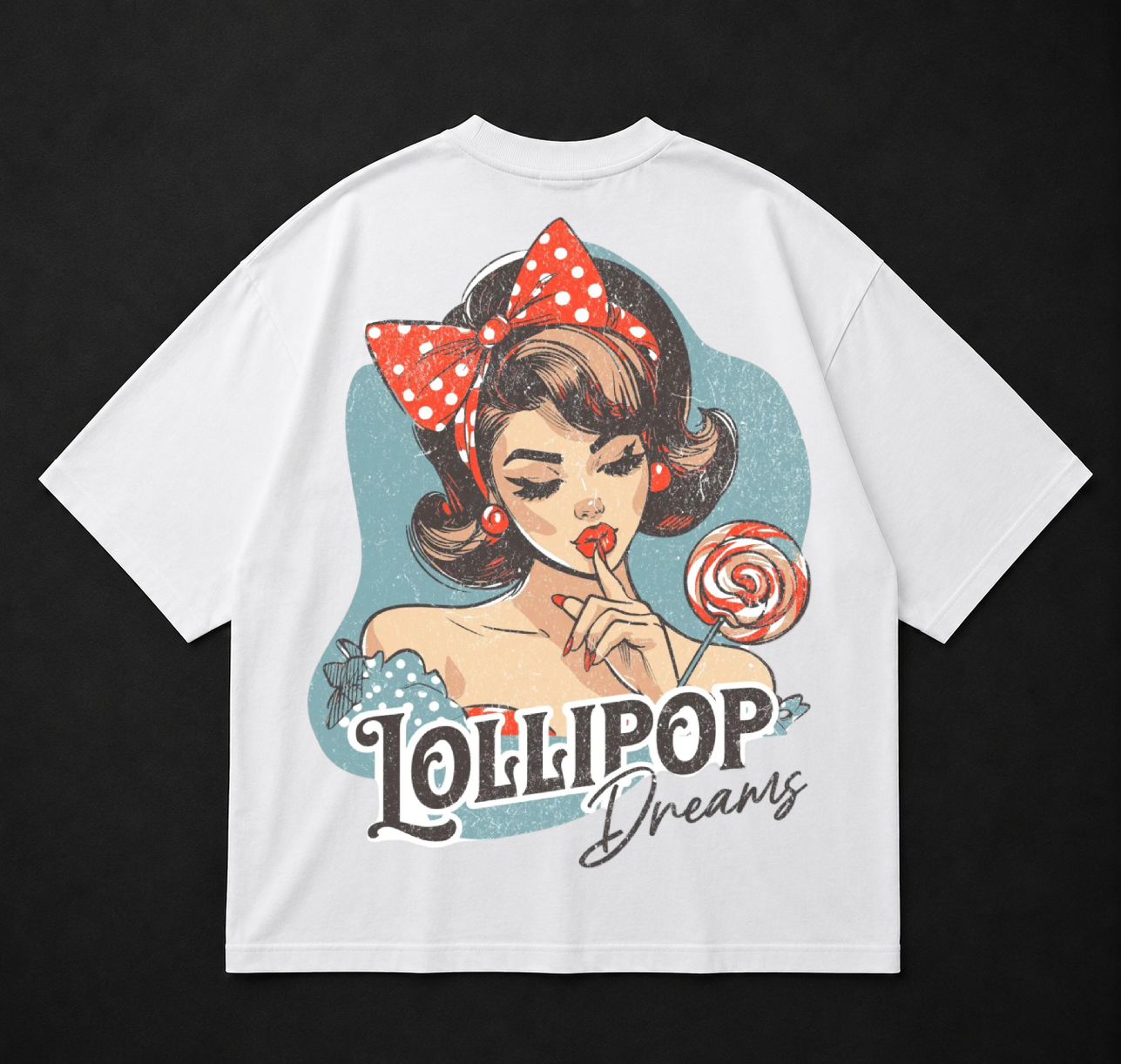 Овърсайз тениска, дизайн на гръб "Lollipop Dreams" Vintage Design