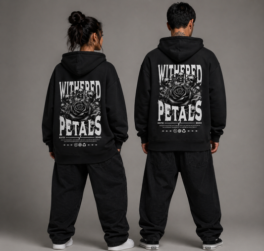 Унисекс Овързайз суичър, дизайн на гръб "Withered petals"