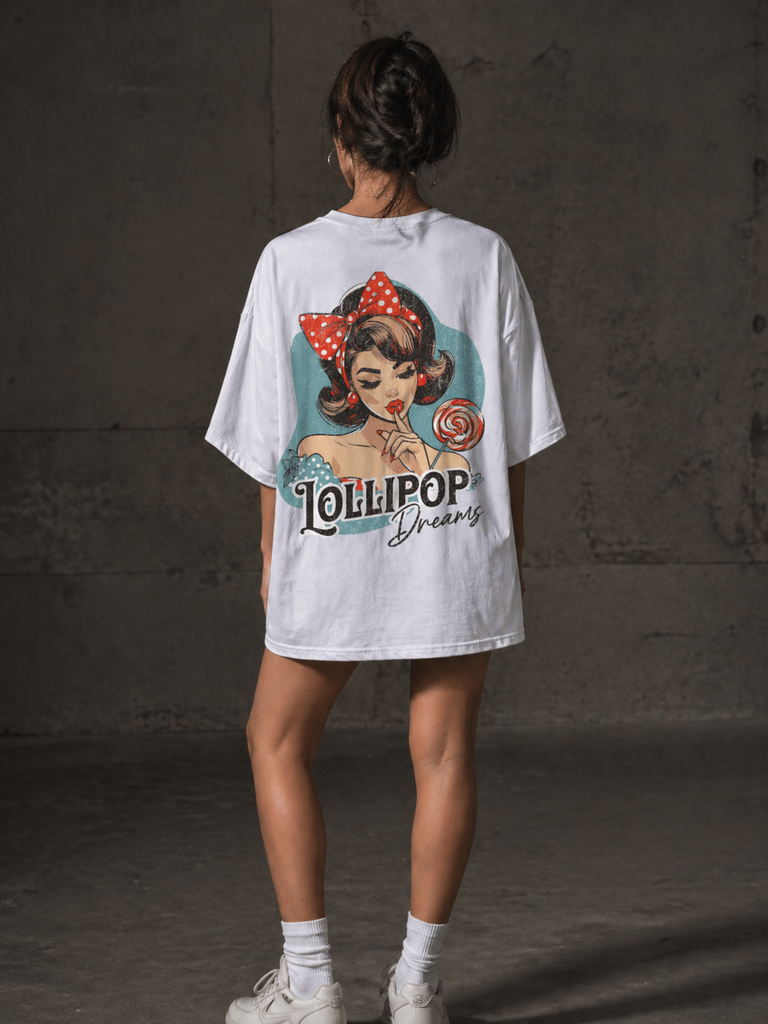 Женска Овърсайз тениска, дизайн на гръб "Lollipop Dreams"
