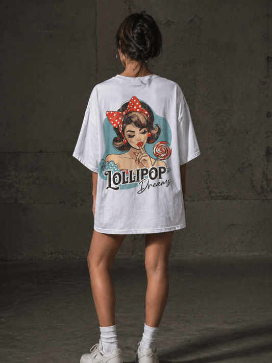 Женска Овърсайз тениска, дизайн на гръб "Lollipop Dreams"